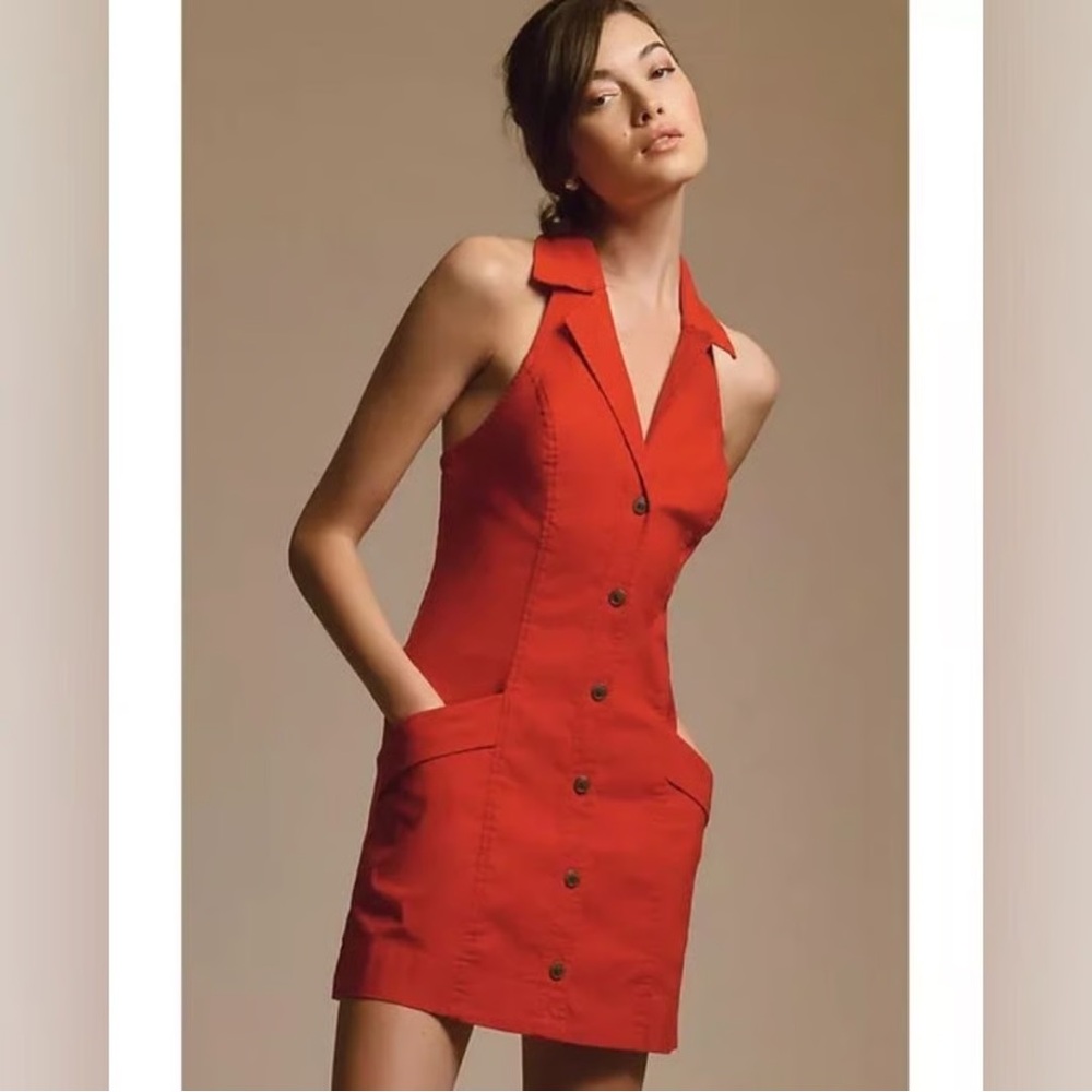 Elegant Red Button-Down Dress